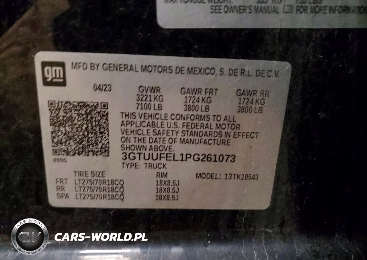 2023 GMC Sierra K1500 At4X VIN:3GTUUFEL1PG261073 - 12