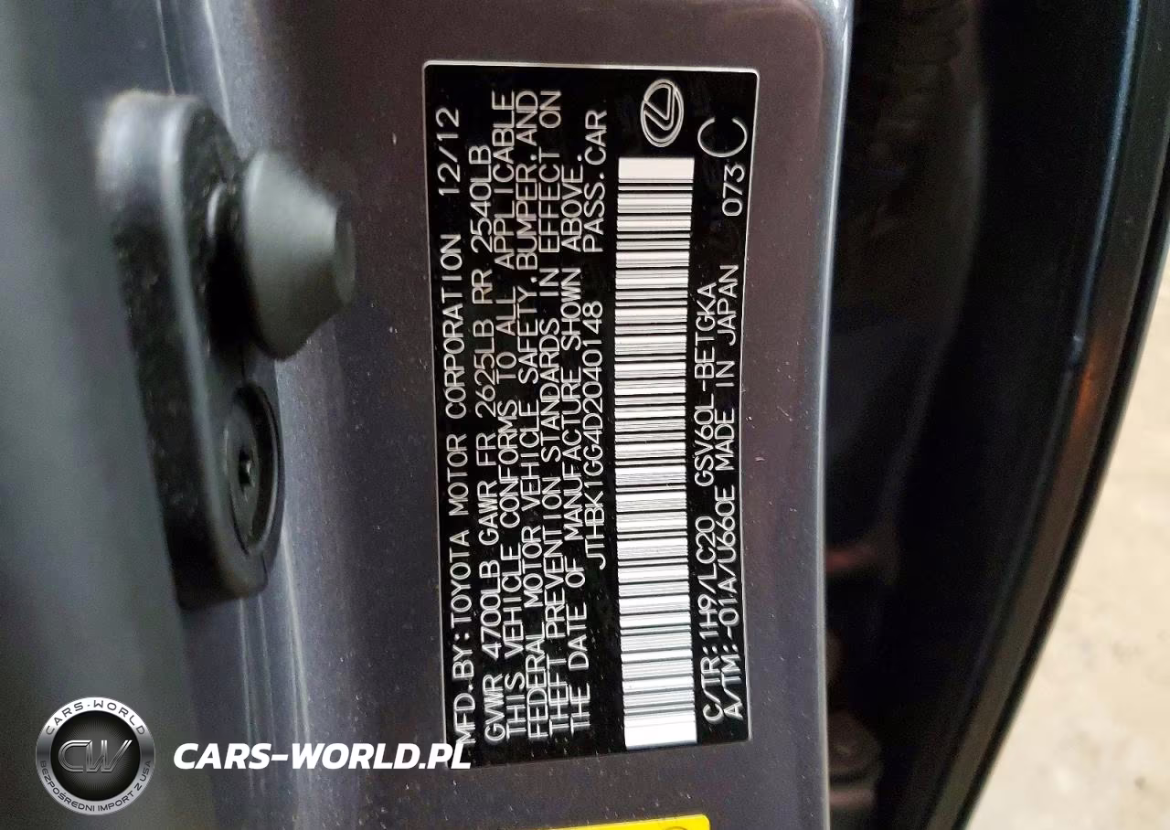 2013 Lexus Es 350 Base VIN:JTHBK1GG4D2040148 - 13