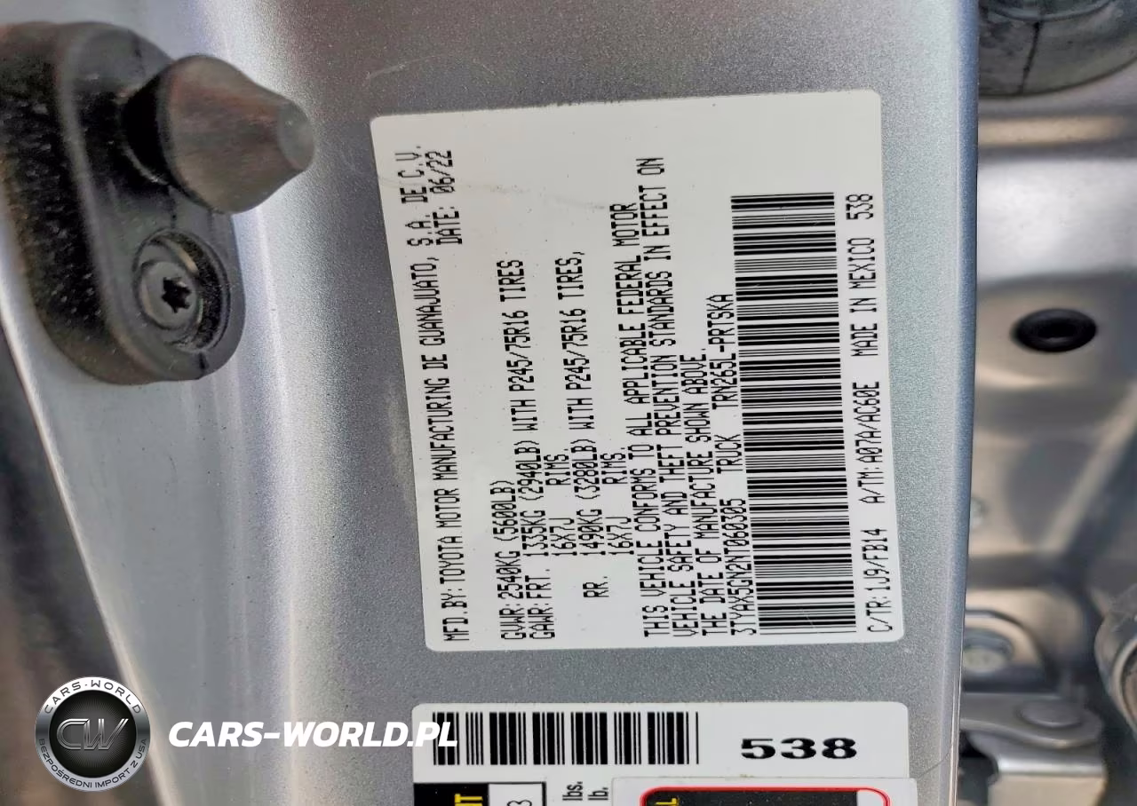 2022 Toyota Tacoma Sr VIN:3TYAX5GN2NT060305 - 12