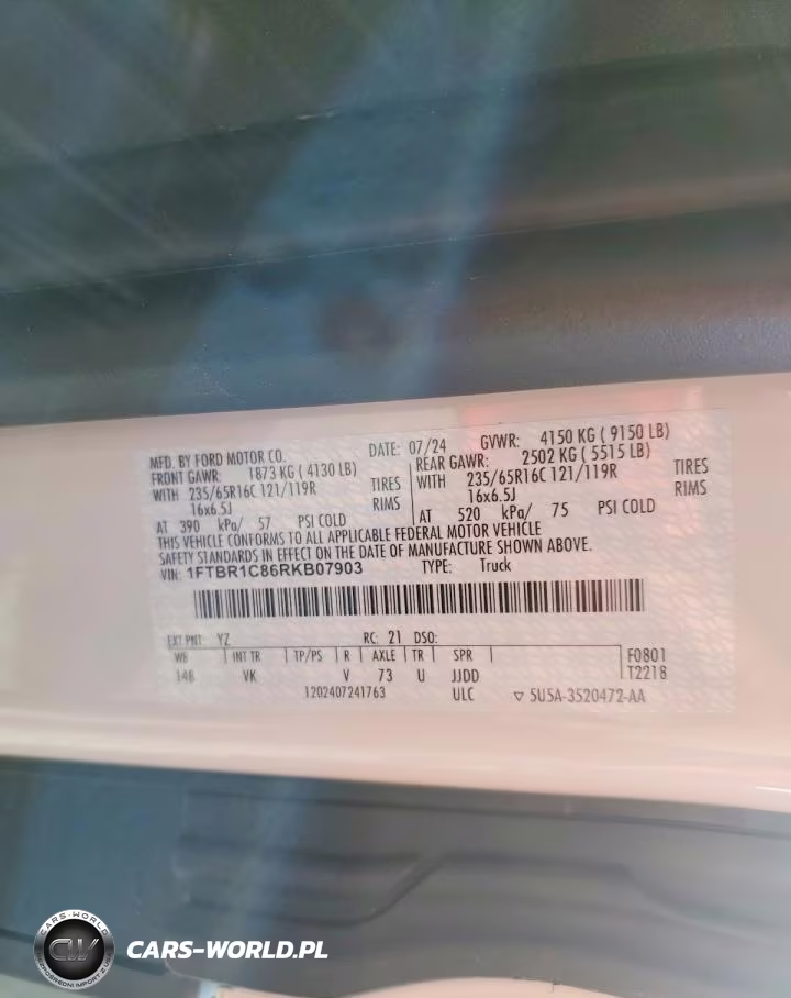 2024 Ford Transit 250 Delivery Van VIN:1FTBR1C86RKB07903 - 14
