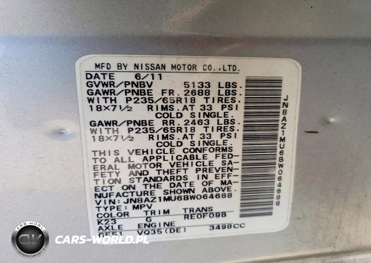 2011 Nissan Murano S VIN:JN8AZ1MU6BW064688 - 13