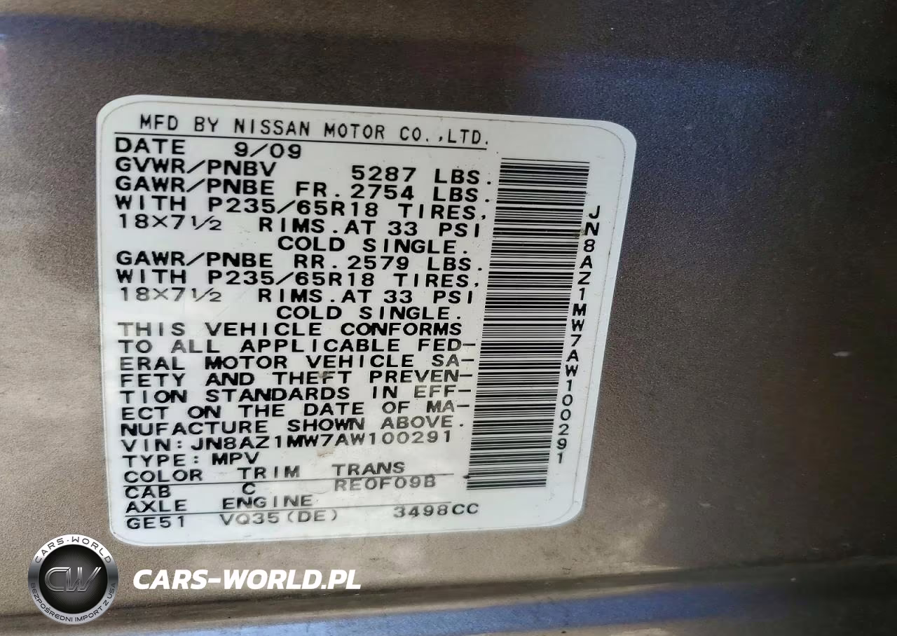 2010 Nissan Murano S VIN:JN8AZ1MW7AW100291 - 13