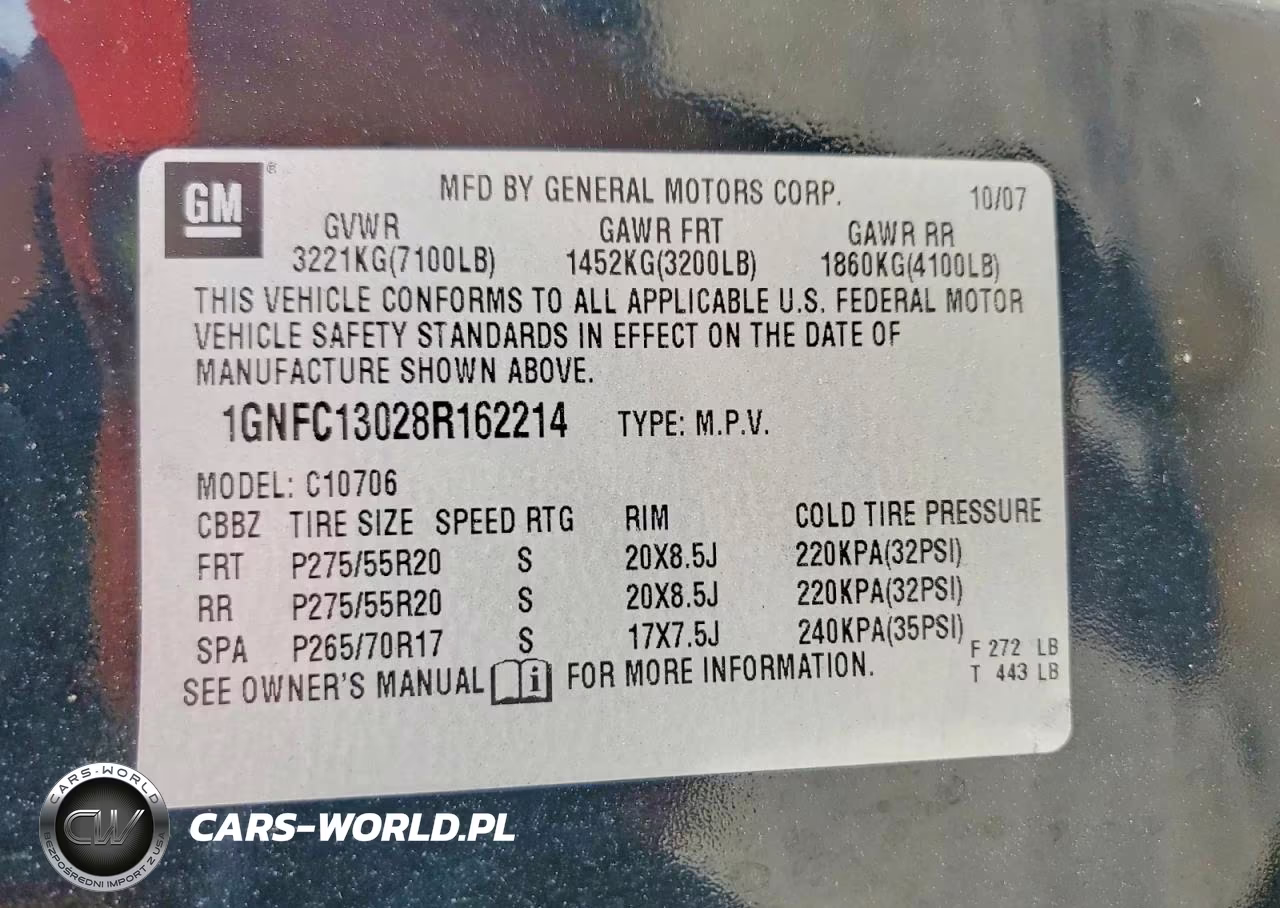 2008 Chevrolet Tahoe C1500 VIN:1GNFC13028R162214 - 13