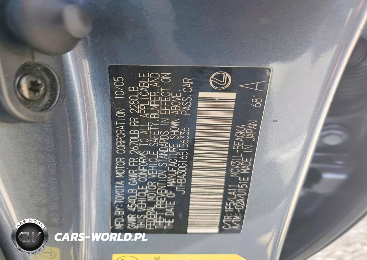 2006 Lexus Es 330 Base VIN:JTHBA30G165156336 - 13