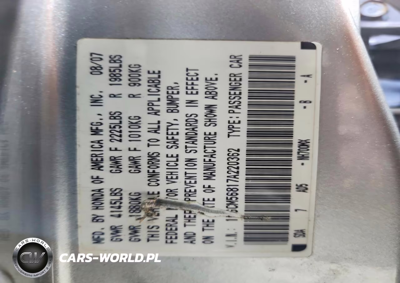 2007 Honda Accord Ex VIN:1HGCM56817A220362 - 13