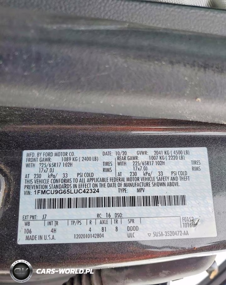 2020 Ford Escape Se VIN:1FMCU9G65LUC42324 - 14