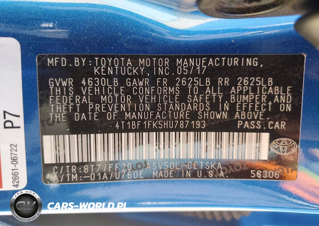 2017 Toyota Camry Se VIN:4T1BF1FK5HU787193 - 12
