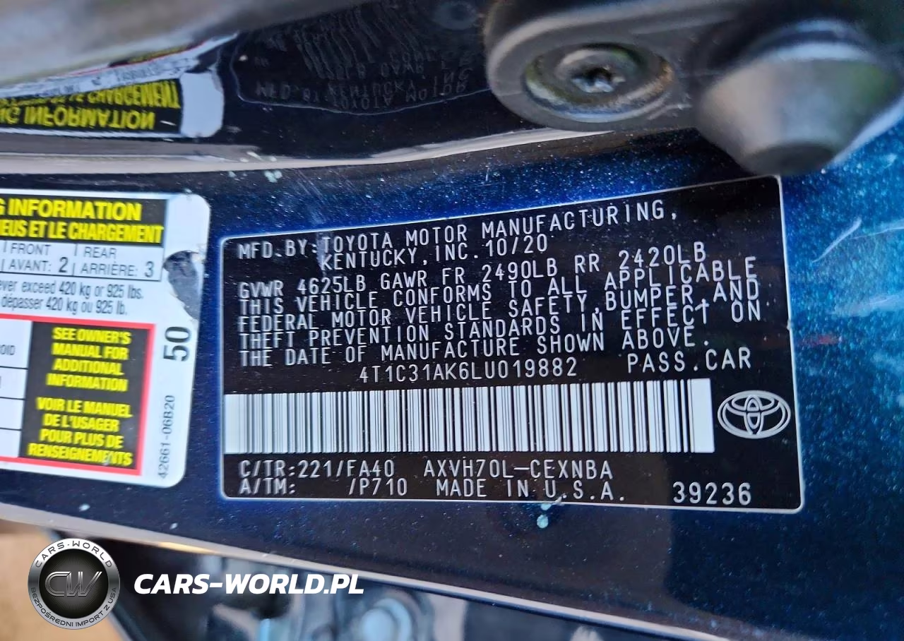 2020 Toyota Camry Hybrid Le VIN:4T1C31AK6LU019882 - 12