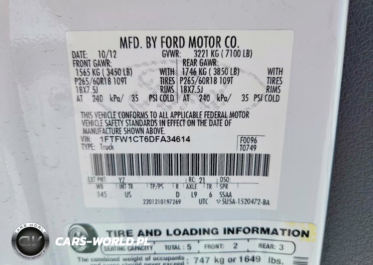 2013 Ford F150 Supercrew VIN:1FTFW1CT6DFA34614 - 12