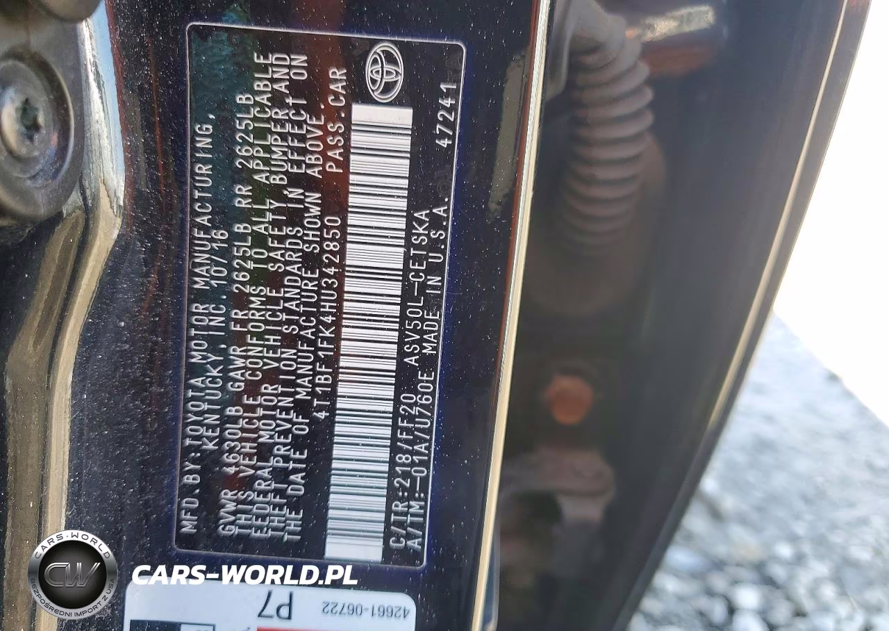 2017 Toyota Camry VIN:4T1BF1FK4HU342850 - 12