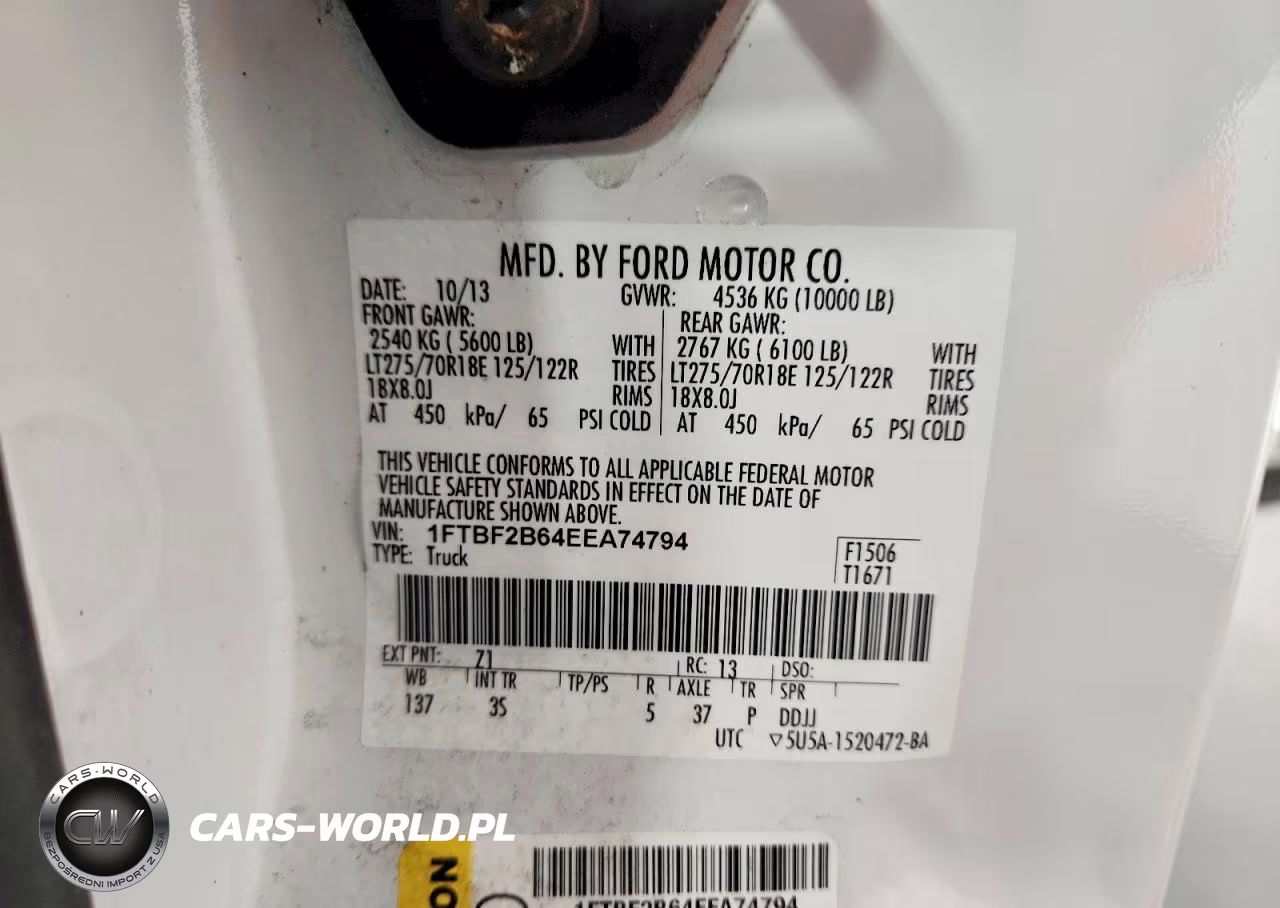 2014 Ford F250 Super Duty VIN:1FTBF2B64EEA74794 - 12