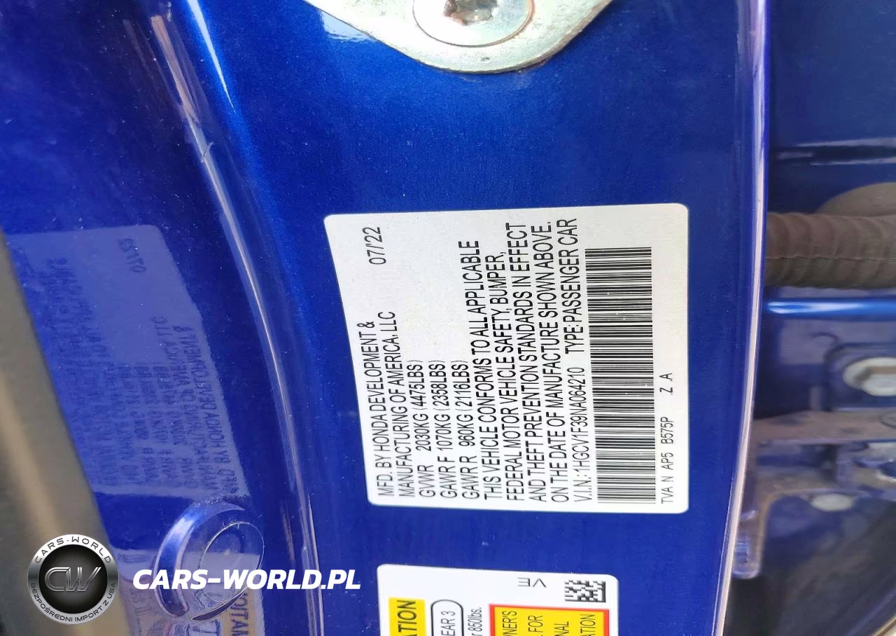 2022 Honda Accord Sport VIN:1HGCV1F39NA064210 - 12