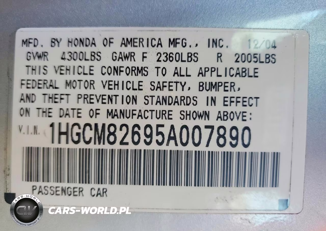 2005 Honda Accord Ex VIN:1HGCM82695A007890 - 13