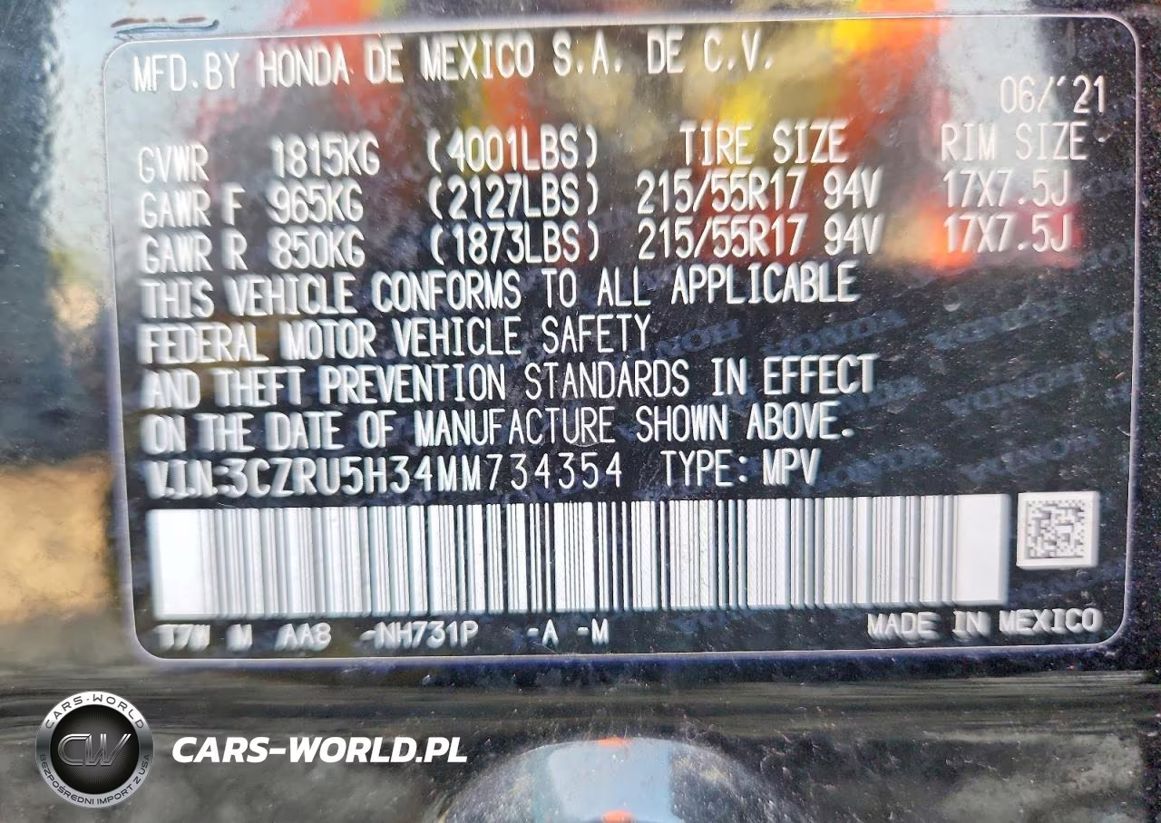 2021 Honda Hr-V Lx VIN:3CZRU5H34MM734354 - 14