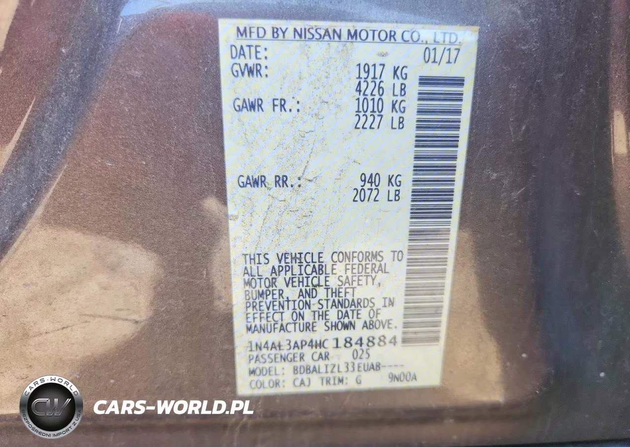 2017 Nissan Altima 2.5 Sv VIN:1N4AL3AP4HC184884 - 13