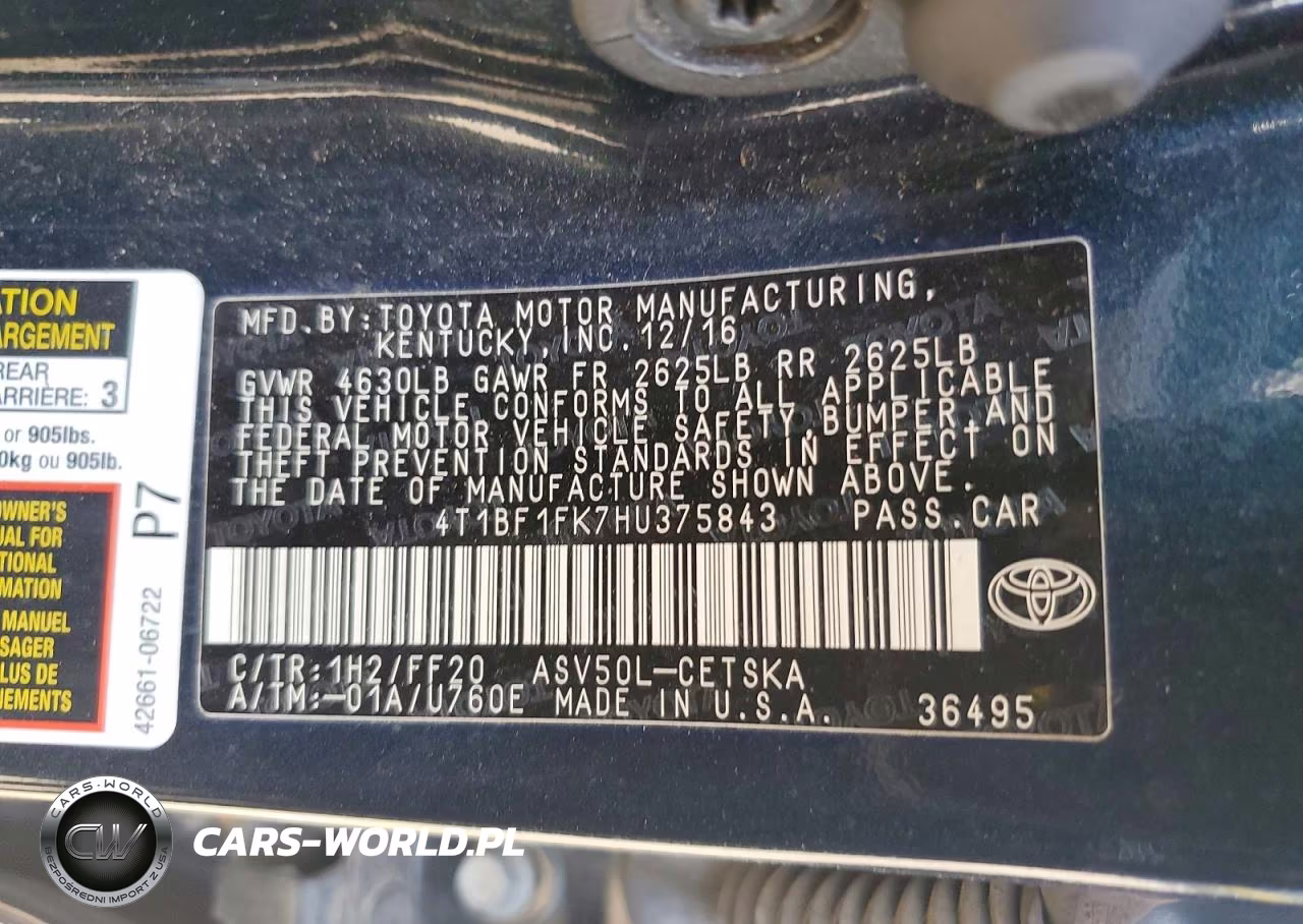 2017 Toyota Camry Se VIN:4T1BF1FK7HU375843 - 12