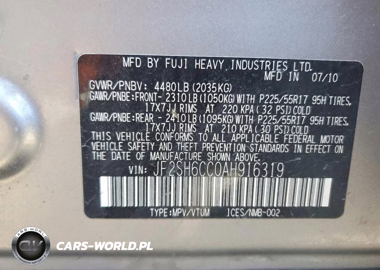 2010 Subaru Forester 2.5X Premium VIN:JF2SH6CC0AH916319 - 13