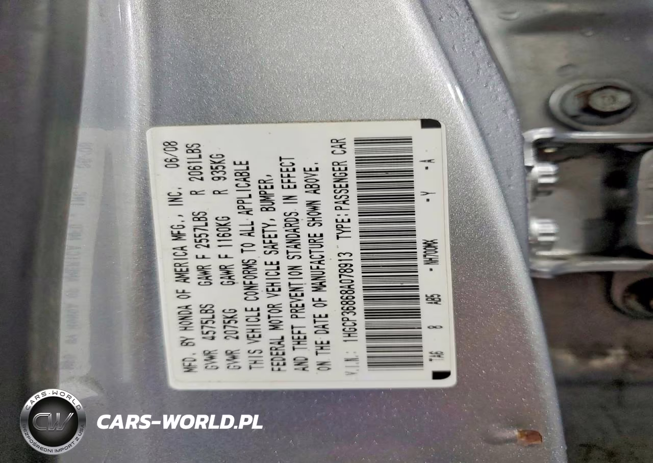 2008 Honda Accord Exl VIN:1HGCP36868A078913 - 13