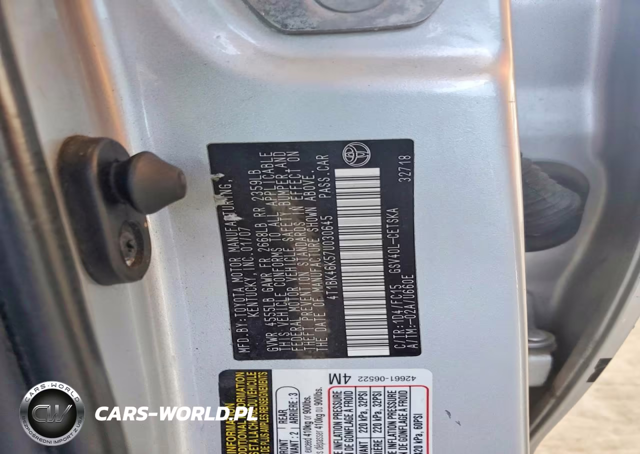 2007 Toyota Camry Se V6 VIN:4T1BK46K57U030645 - 12