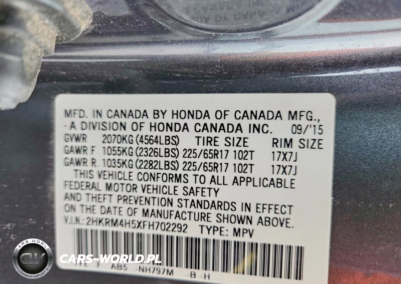 2015 Honda Cr-V Ex VIN:2HKRM4H5XFH702292 - 14