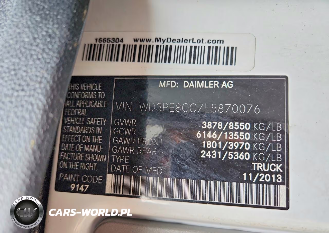 2014 Mercedes-Benz Sprinter 2500 VIN:WD3PE8CC7E5870076 - 14