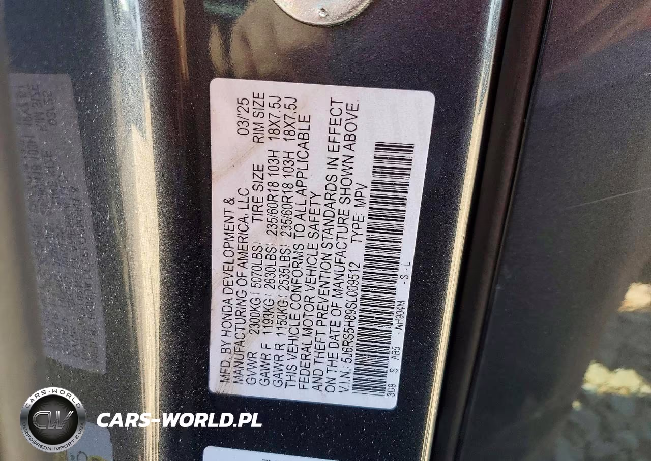 2025 Honda Cr-V Sport-L VIN:5J6RS5H89SL009512 - 14