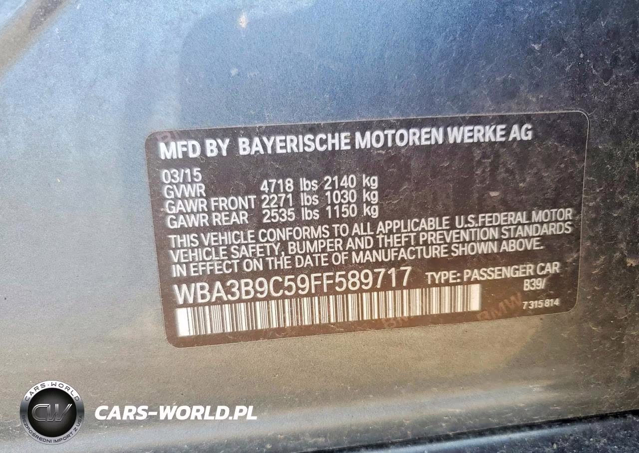 2015 BMW 335 Xi VIN:WBA3B9C59FF589717 - 12
