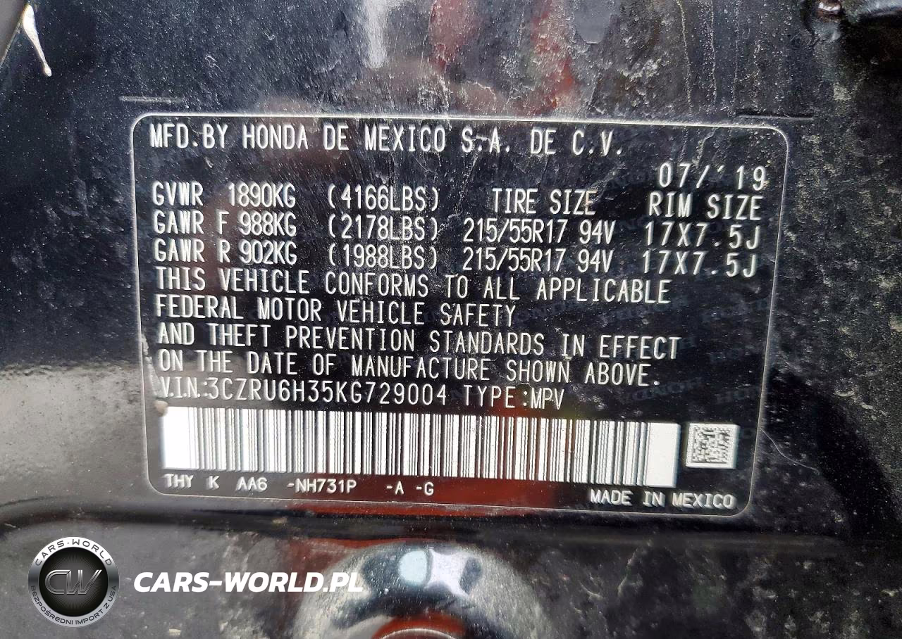 2019 Honda Hr-V Lx VIN:3CZRU6H35KG729004 - 13