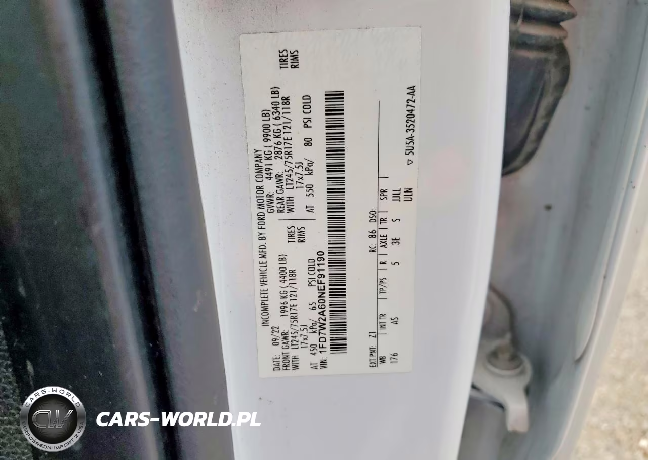 2022 Ford F250 Super Duty VIN:1FD7W2A60NEF91190 - 13