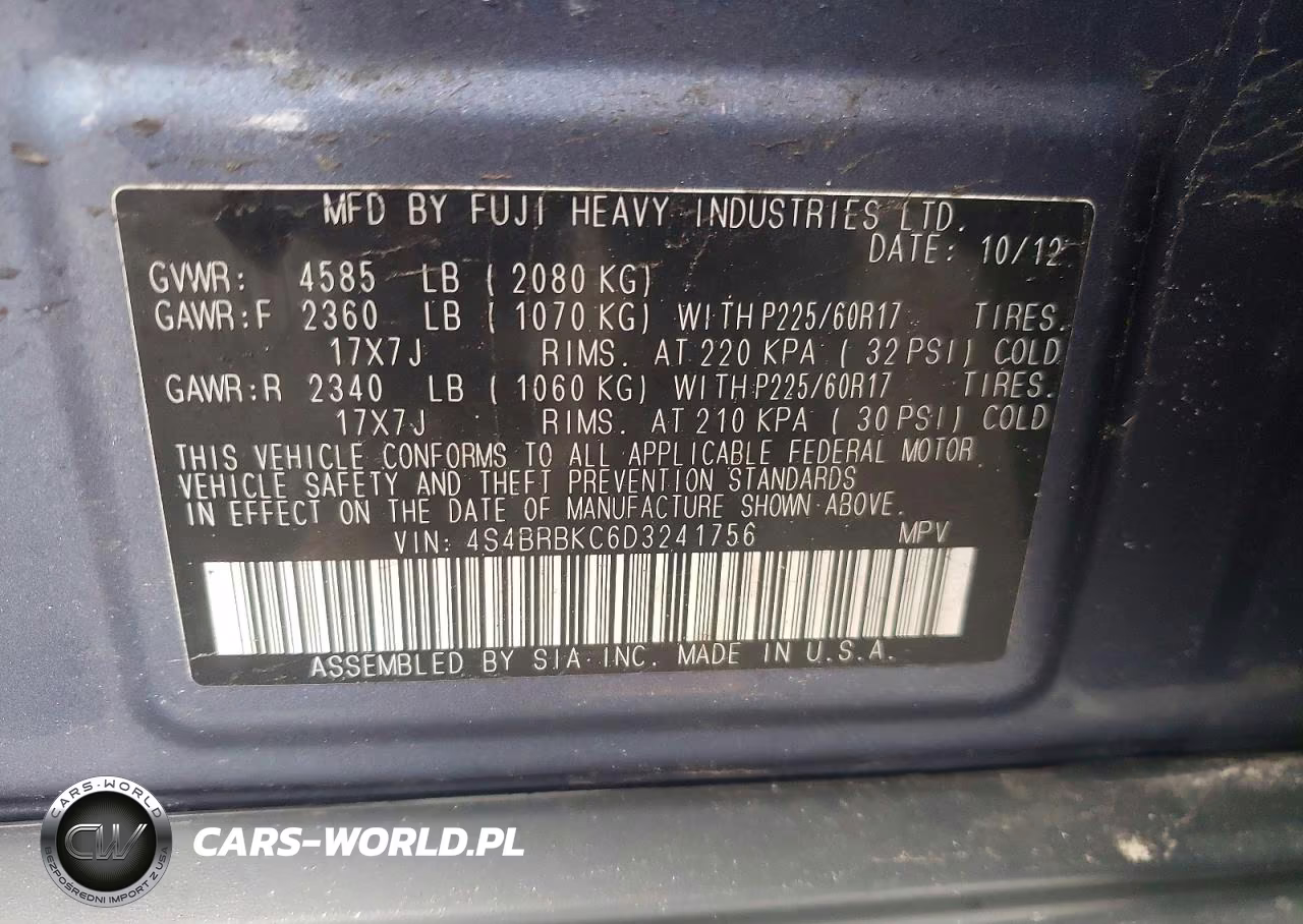 2013 Subaru Outback 2.5I Limited VIN:4S4BRBKC6D3241756 - 13
