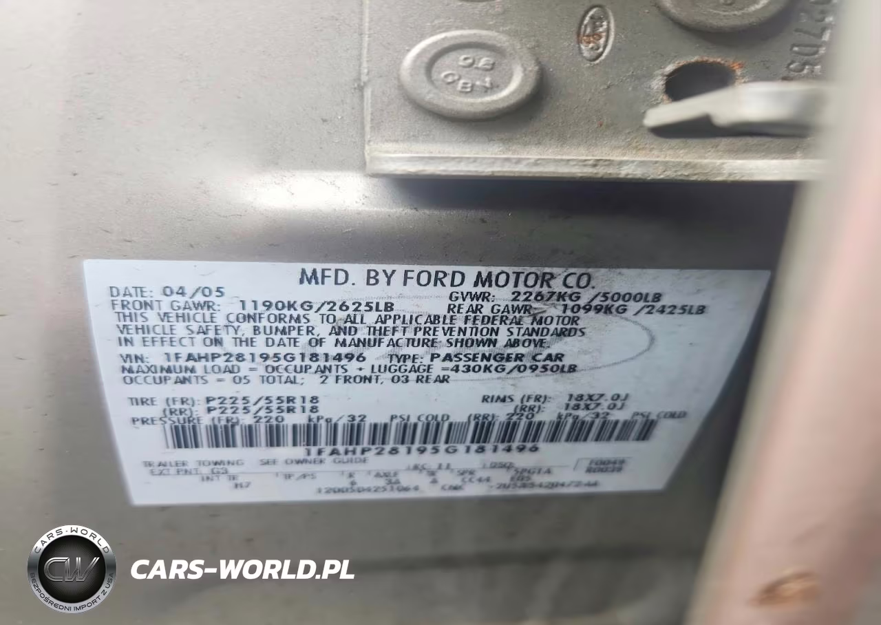 2005 Ford Five Hundred Limited VIN:1FAHP28195G181496 - 12