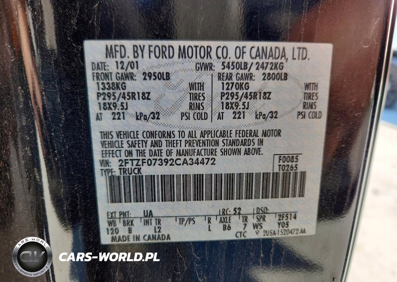 2002 Ford F150 Svt Lightning VIN:2FTZF07392CA34472 - 13