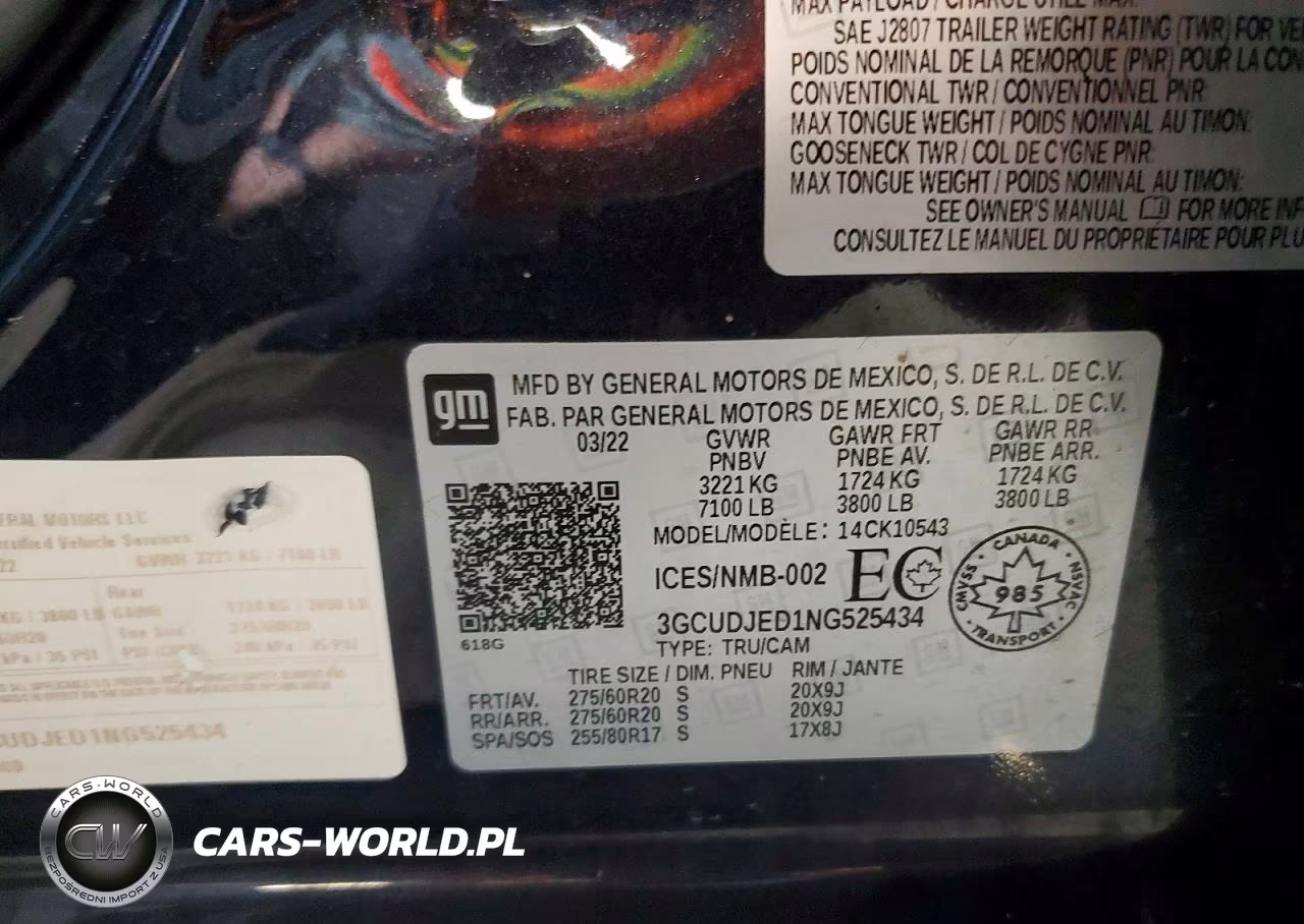 2022 Chevrolet Silverado K1500 High Country VIN:3GCUDJED1NG525434 - 12