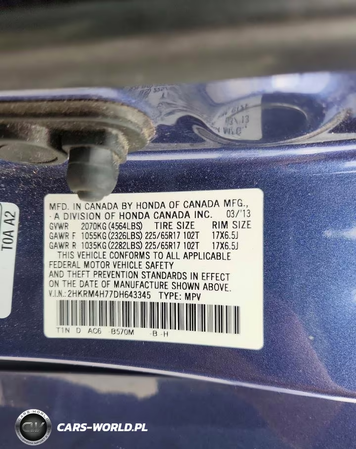 2013 Honda Cr-V Exl VIN:2HKRM4H77DH643345 - 13