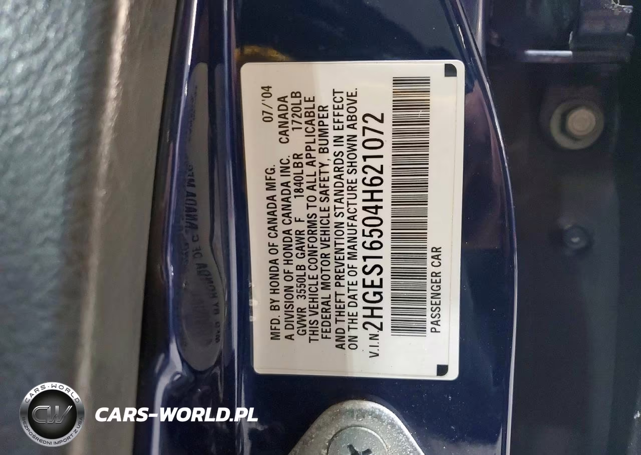 2004 Honda Civic Lx VIN:2HGES16504H621072 - 12