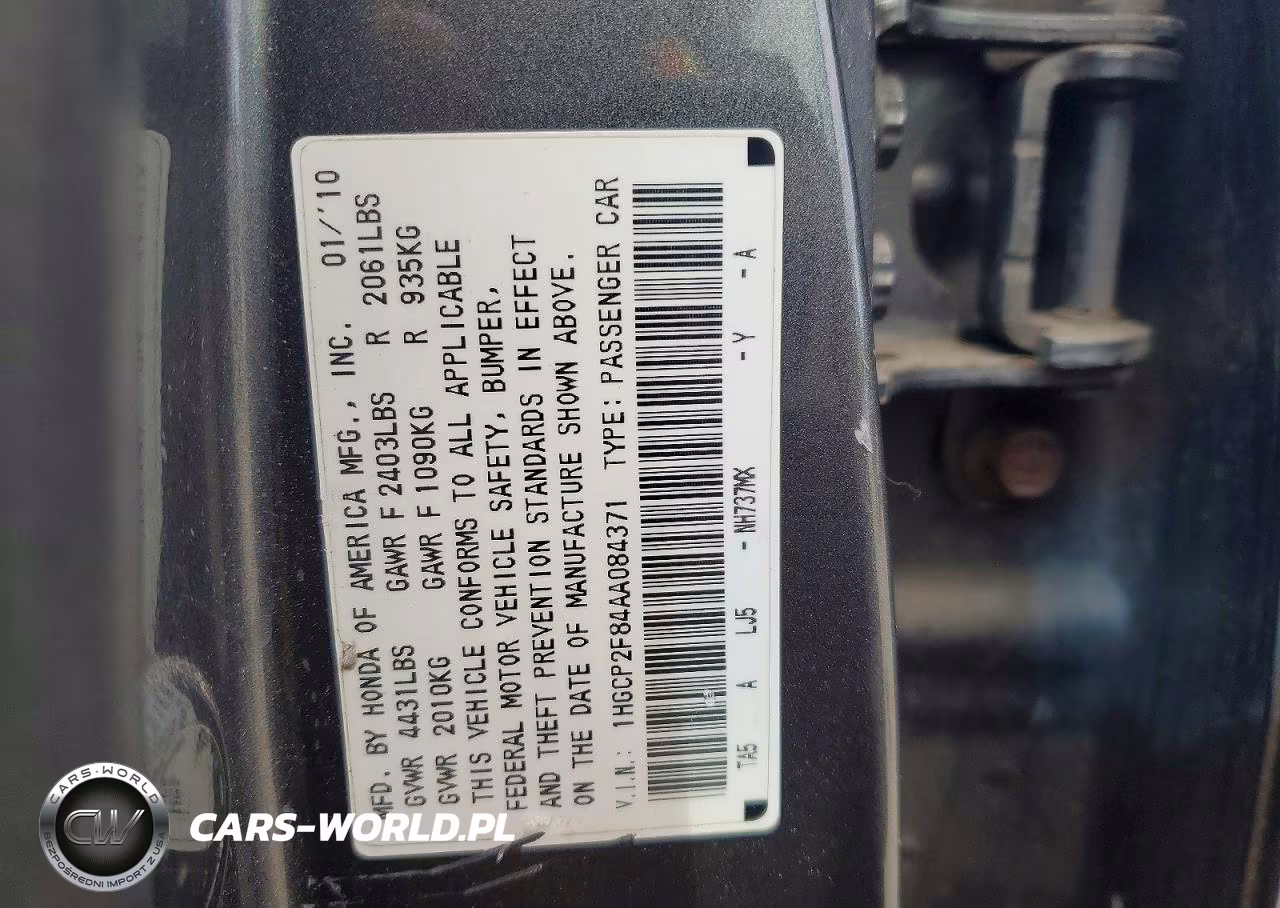 2010 Honda Accord VIN:1HGCP2F84AA084371 - 12