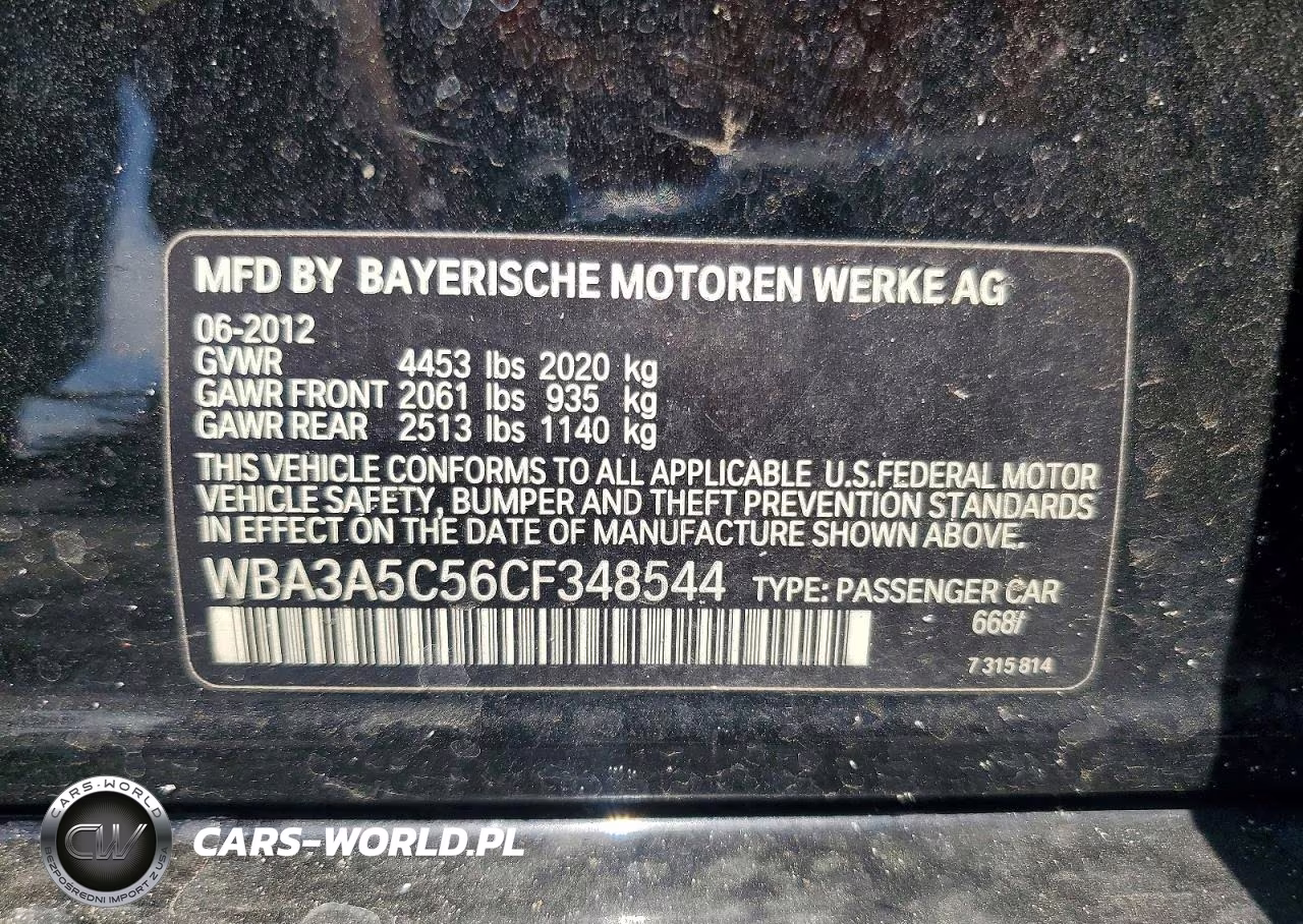 2012 BMW 328 I VIN:WBA3A5C56CF348544 - 12