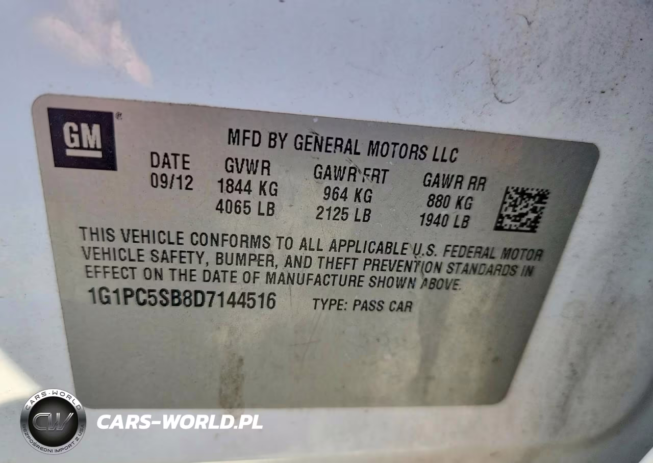 2013 Chevrolet Cruze Lt VIN:1G1PC5SB8D7144516 - 12
