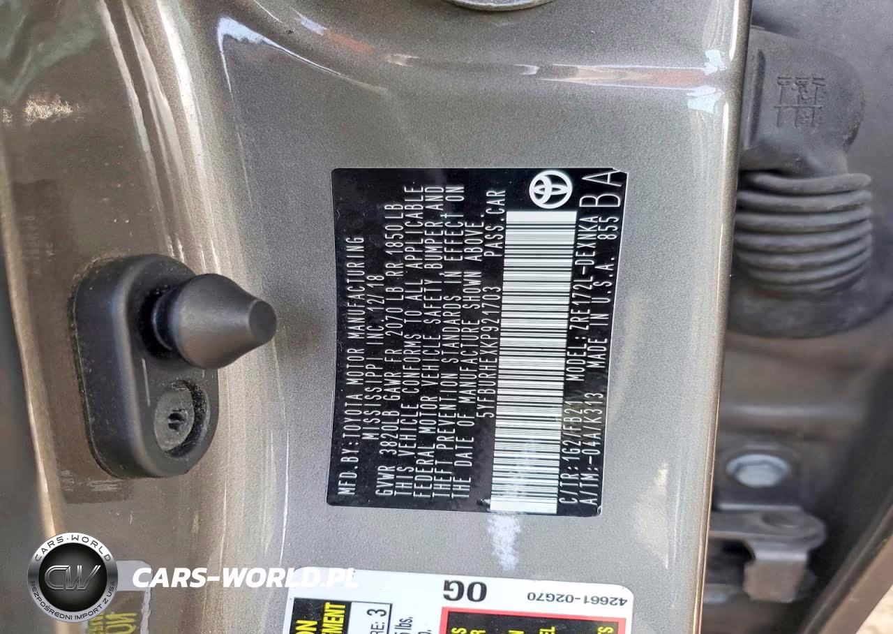 2019 Toyota Corolla Le VIN:5YFBURHEXKP921703 - 12