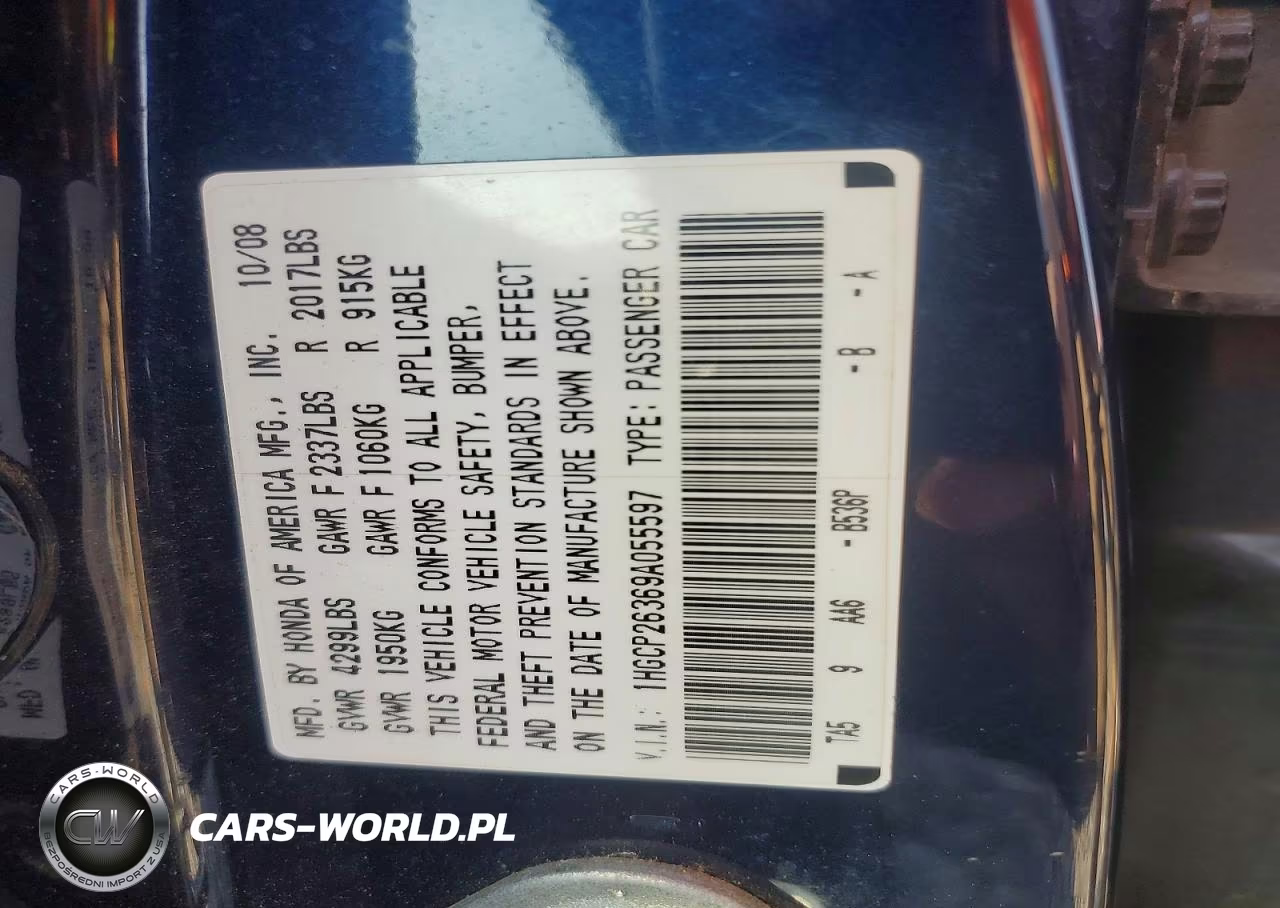 2009 Honda Accord Lx VIN:1HGCP26369A055597 - 12