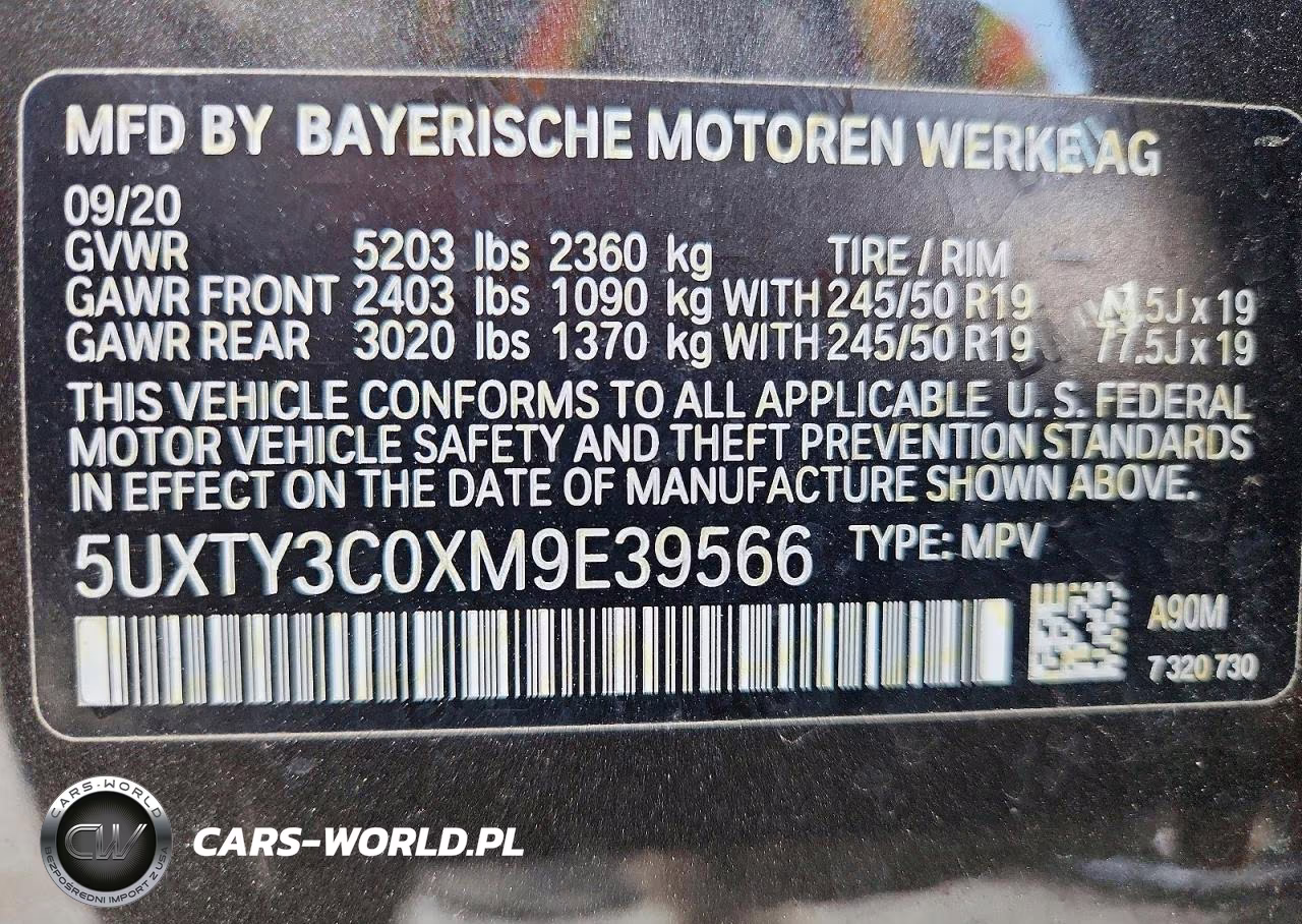 2021 BMW X3 Sdrive30I VIN:5UXTY3C0XM9E39566 - 12