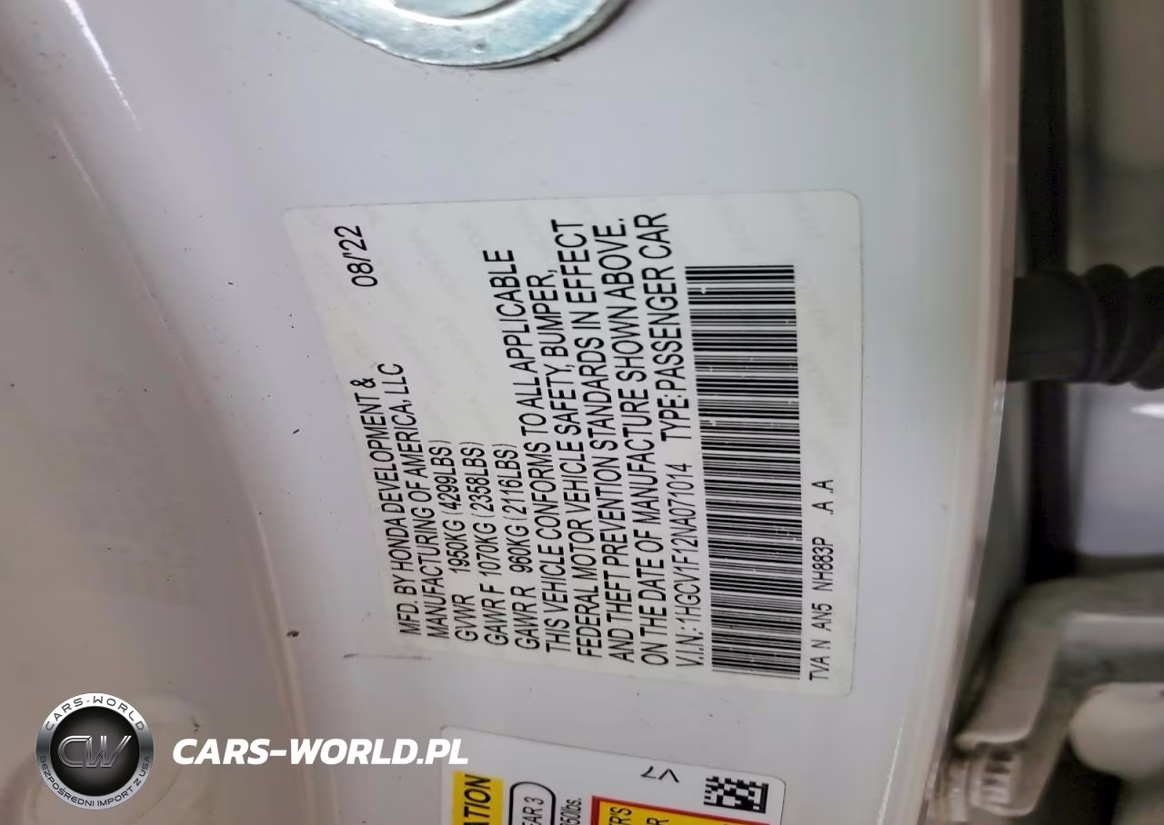 2022 Honda Accord Lx VIN:1HGCV1F12NA071014 - 12
