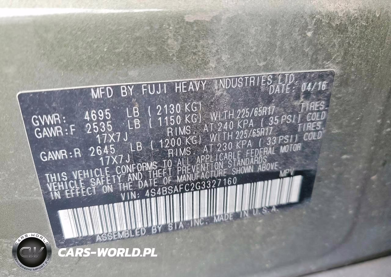 2016 Subaru Outback 2.5I Premium VIN:4S4BSAFC2G3327160 - 12