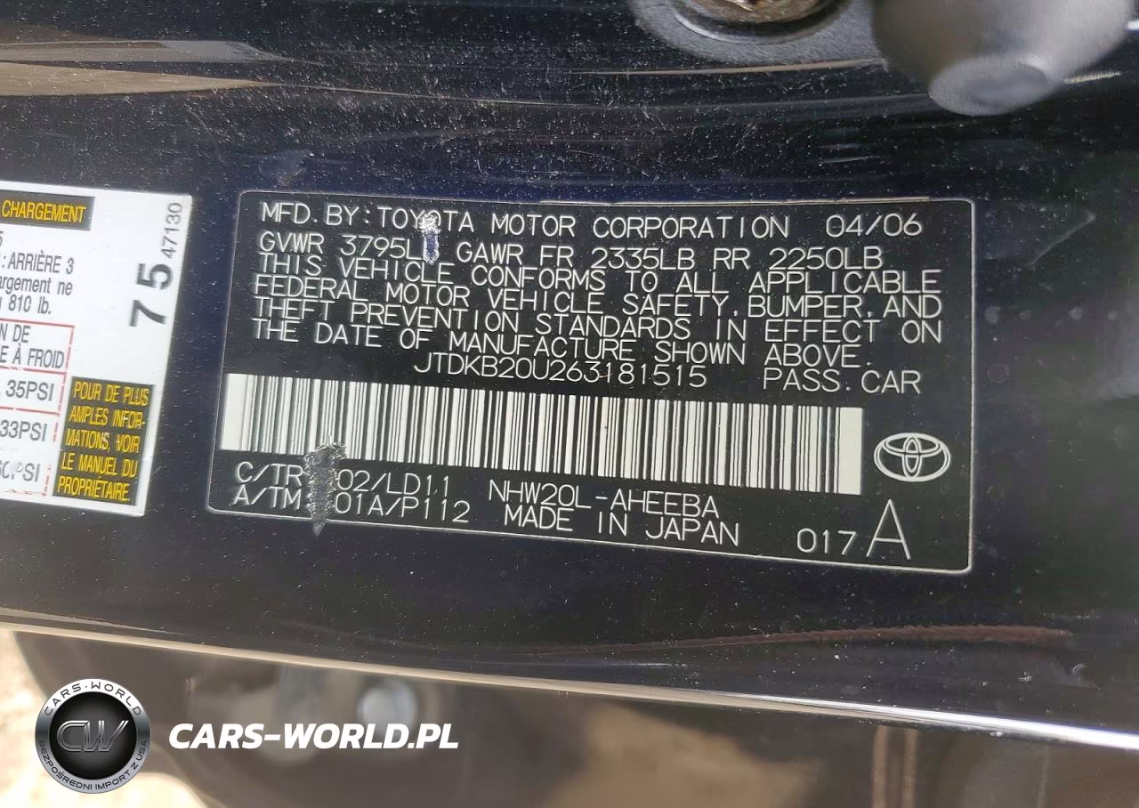 2006 Toyota Prius Base VIN:JTDKB20U263181515 - 12