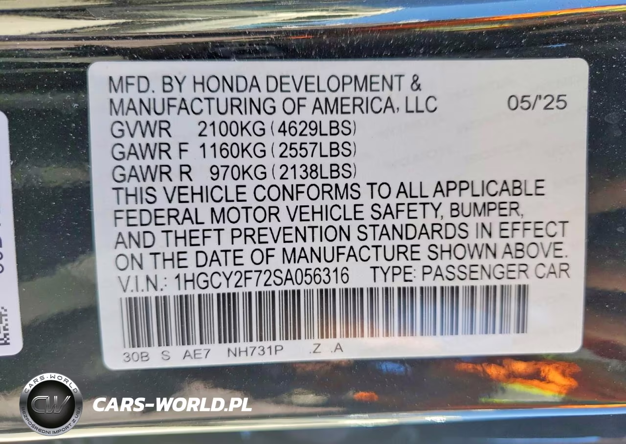 2025 Honda Accord Hybrid Sport-L VIN:1HGCY2F72SA056316 - 12