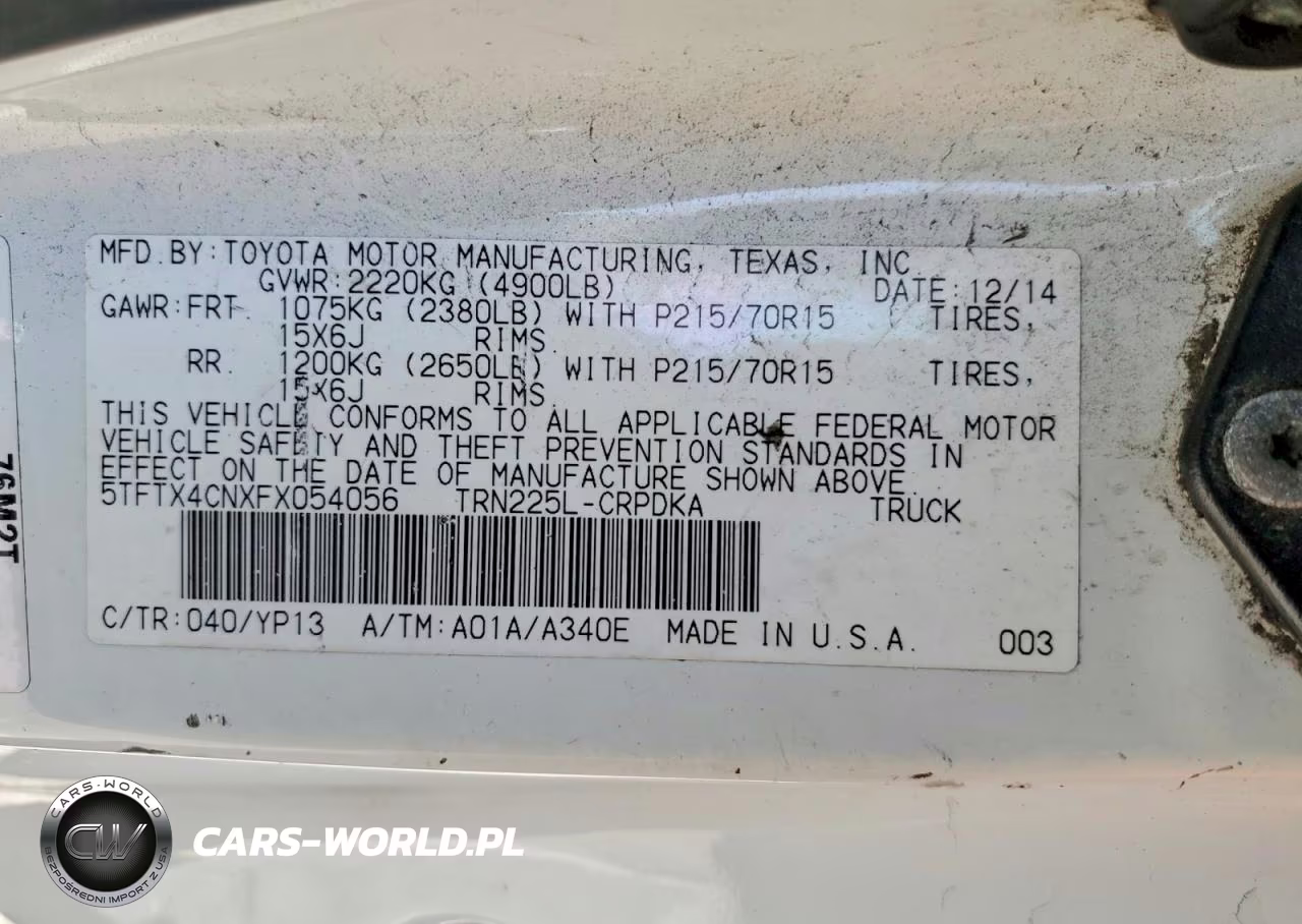 2015 Toyota Tacoma Base VIN:5TFTX4CNXFX054056 - 12