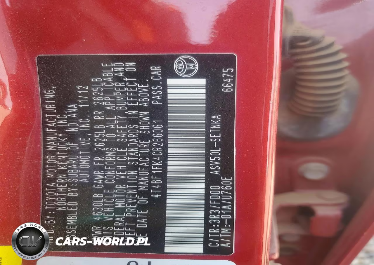 2012 Toyota Camry Le VIN:4T4BF1FK4CR266061 - 13