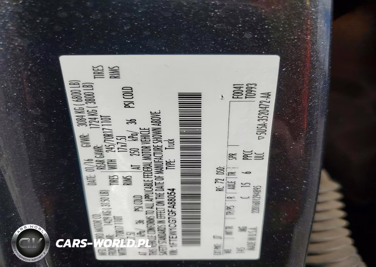 2016 Ford F150 Supercrew VIN:1FTEW1CG7GFA88054 - 12