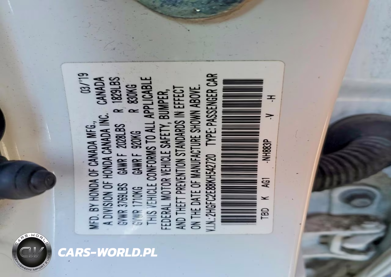 2019 Honda Civic Sport VIN:2HGFC2E88KH542720 - 13