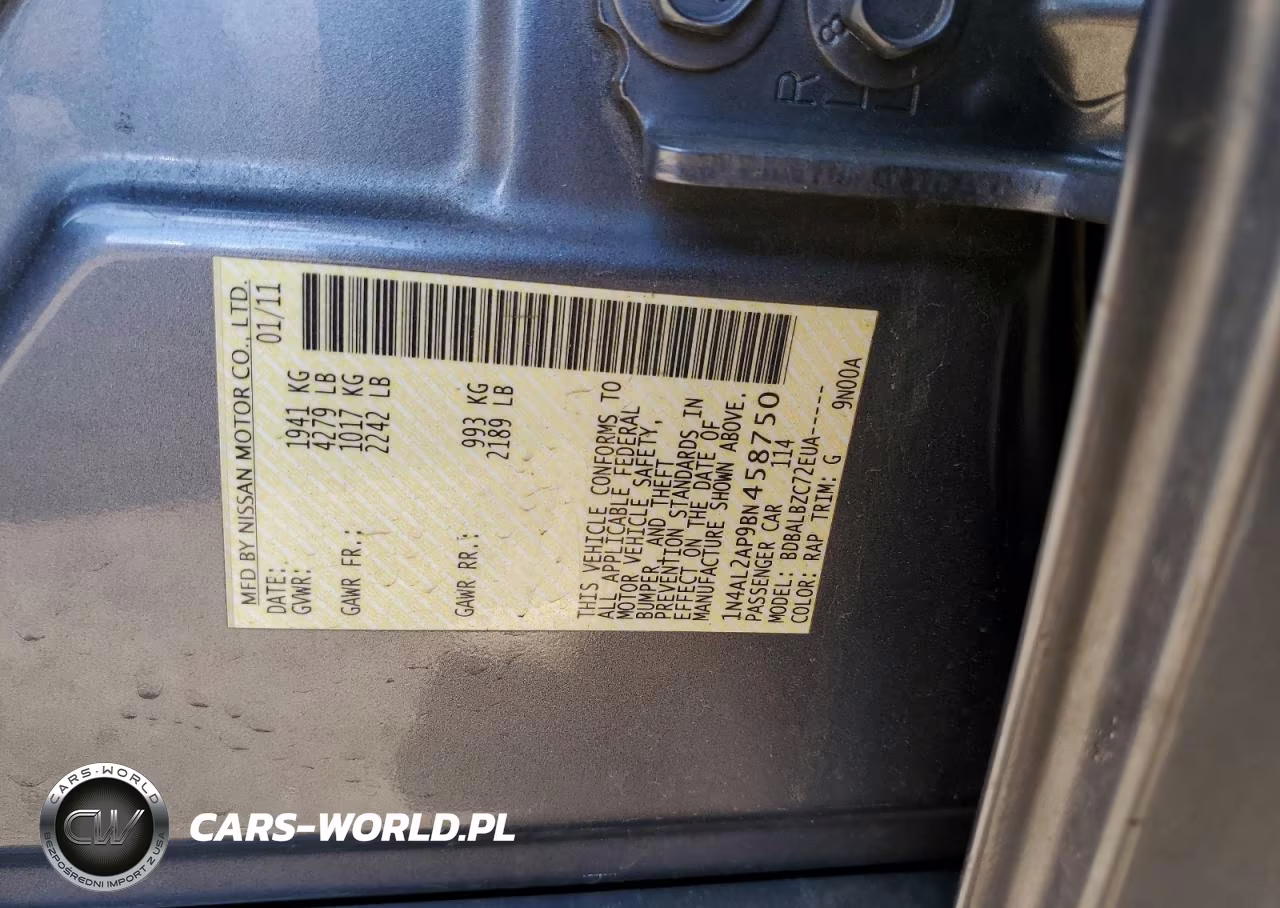 2011 Nissan Altima Base VIN:1N4AL2AP9BN458750 - 12